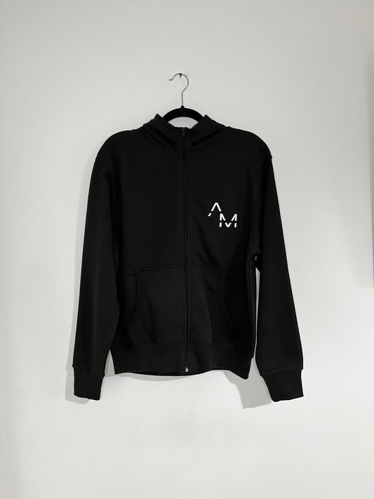 Black AM Slim Fit Zip Up Hoodie (New 2023 Logo)